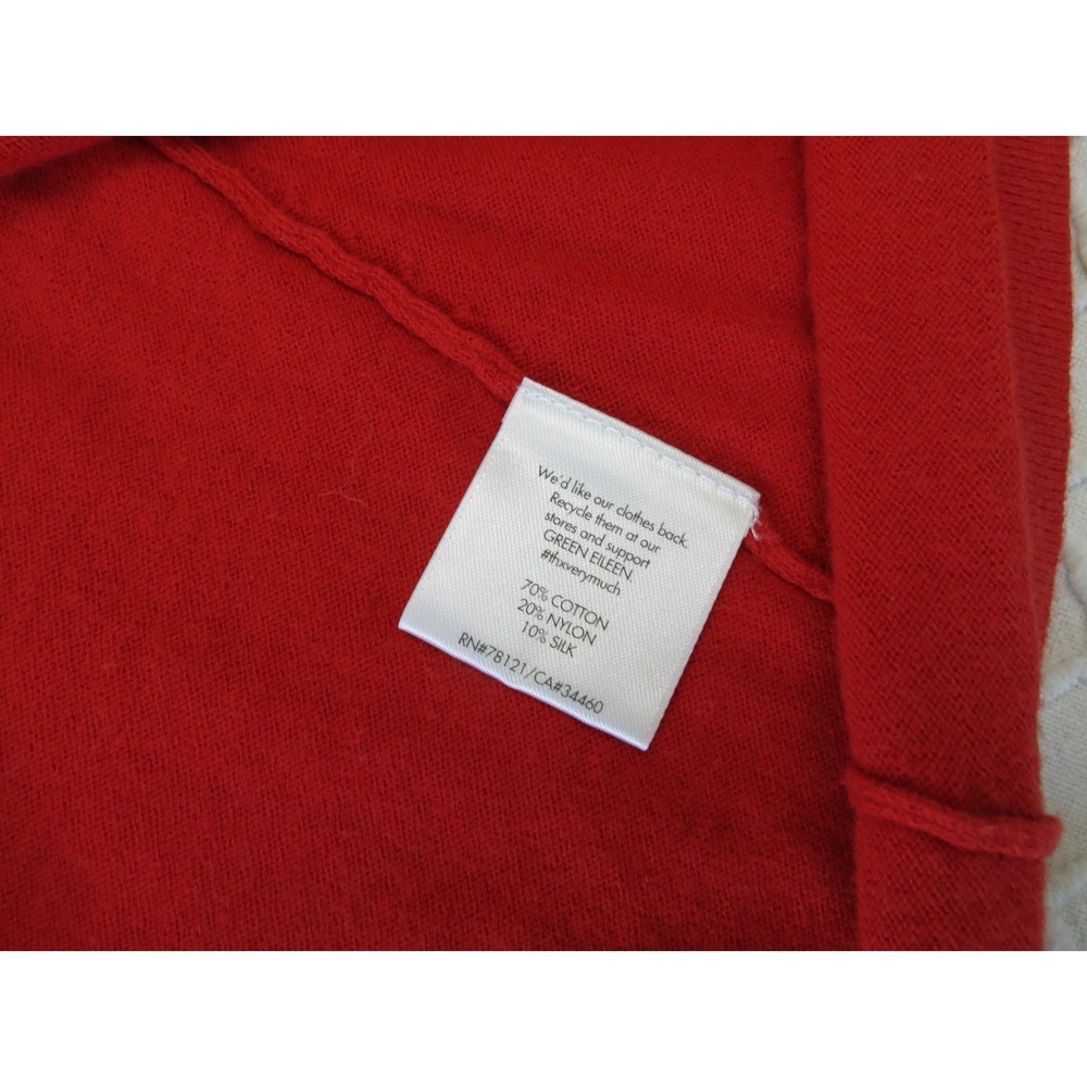 Eileen Fisher Red Cowl Neck Cotton Silk Sweater Large Lightweight Pullover - Picture 3 of 5